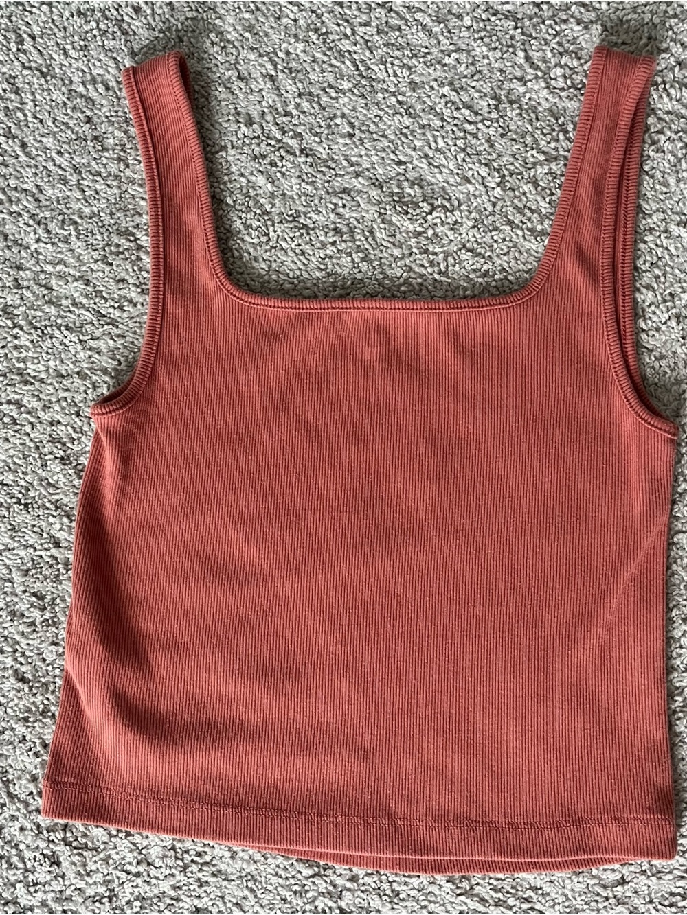 Old Navy Ribbed Square-Neck Crop Tank Top - Coral - Picture 6 of 10